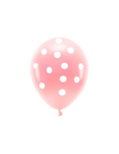 Balony Eco 33 cm pastelowe, Kropki, jasny różowy (1 op. / 6 szt.)