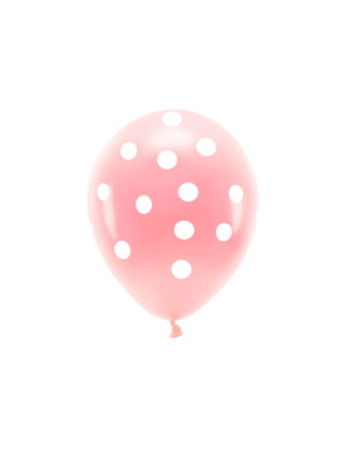Balony Eco 33 cm pastelowe, Kropki, jasny różowy (1 op. / 6 szt.)