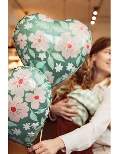 Balon foliowy Serce w kwiaty, 45 cm, mix