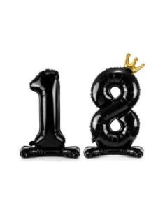 Stojący balon foliowy liczba ''18'', 84 cm, czarny