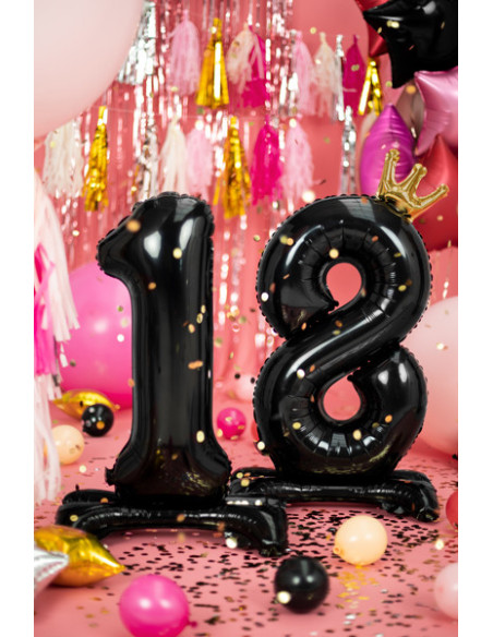 Stojący balon foliowy liczba ''18'', 84 cm, czarny