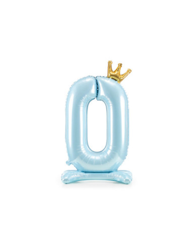 Stojący balon foliowy cyfra ''0'', 84 cm, błękit