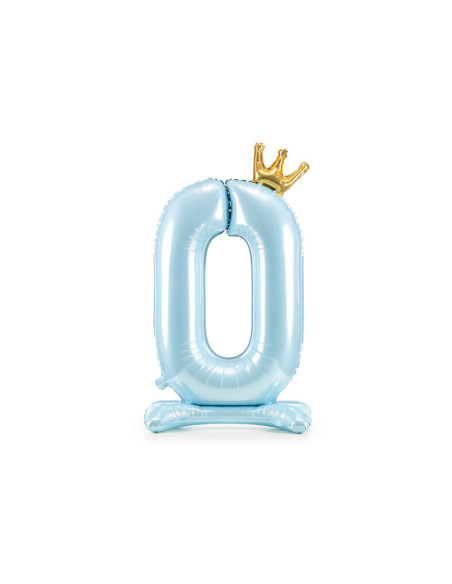 Stojący balon foliowy cyfra ''0'', 84 cm, błękit