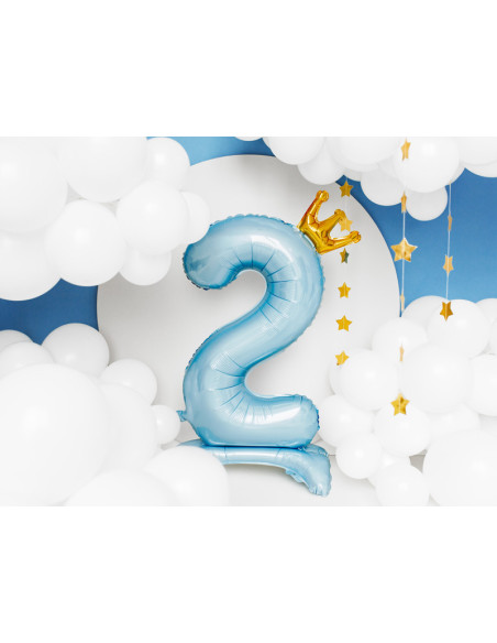 Stojący balon foliowy cyfra ''2'', 84 cm, błękit
