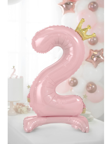 Stojący balon foliowy cyfra ''2'', 84 cm, jasny różowy