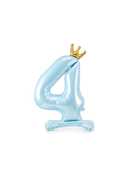 Stojący balon foliowy cyfra ''4'', 84 cm, błękit