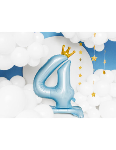 Stojący balon foliowy cyfra ''4'', 84 cm, błękit