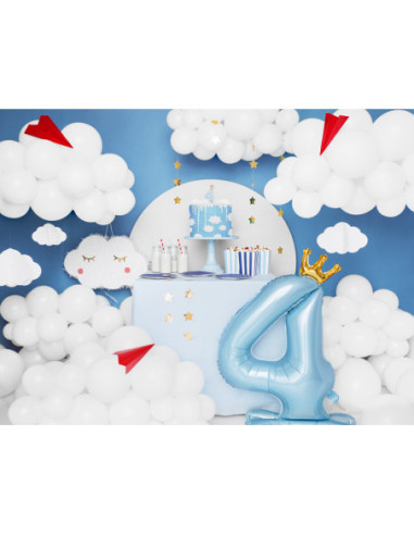 Stojący balon foliowy cyfra ''4'', 84 cm, błękit
