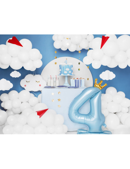Stojący balon foliowy cyfra ''4'', 84 cm, błękit