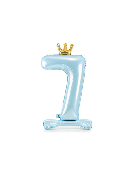 Stojący balon foliowy cyfra ''7'', 84 cm, błękit