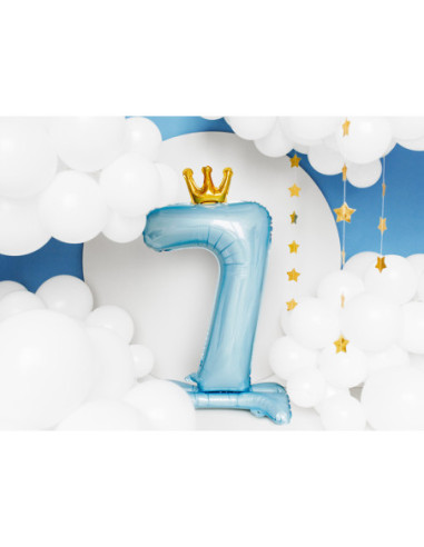 Stojący balon foliowy cyfra ''7'', 84 cm, błękit