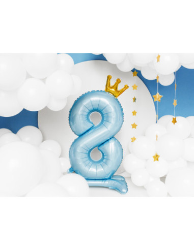 Stojący balon foliowy cyfra ''8'', 84 cm, błękit