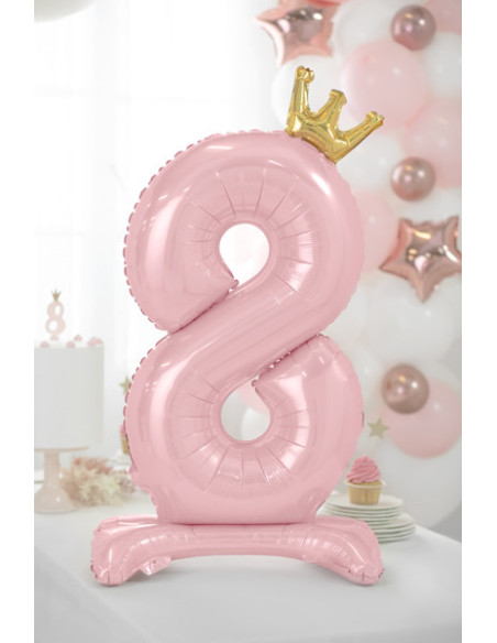 Stojący balon foliowy cyfra ''8'', 84 cm, jasny różowy