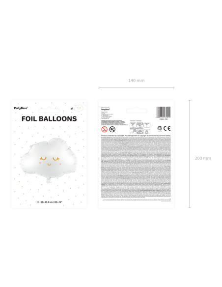 Balon foliowy Chmurka, 51x35.5cm, mix