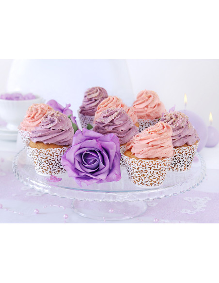 Papilotki na muffinki, biały, 5,5 x 8,5cm (1 op. / 10 szt.)