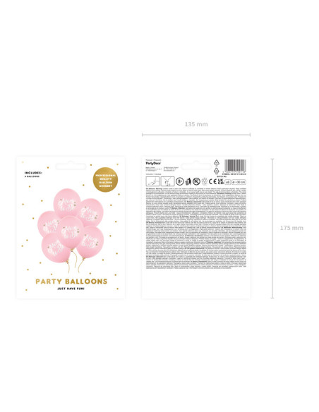 Balony 30 cm, Mom to Be, Pastel Pale Pink (1 op. / 6 szt.)