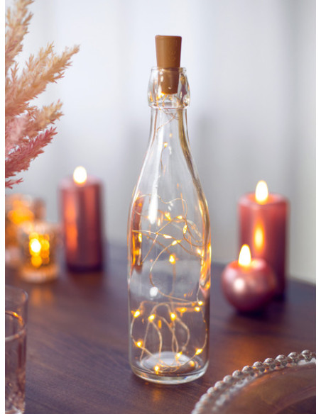 Lampki LED z korkiem do butelki, ciepły biały, 197cm
