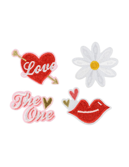 Naprasowanki Love, mix,  5.5-6.5x3.5-4.5cm (1 op. / 4 szt.)
