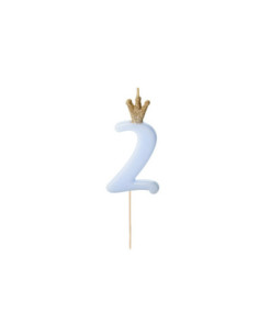 Świeczka urodzinowa Cyferka 2,  jasny niebieski, 9.5cm