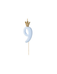 Świeczka urodzinowa Cyferka 9,  jasny niebieski, 9.5cm
