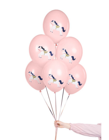 Balony 30 cm, Konik, Pastel Pale Pink (1 op. / 6 szt.)