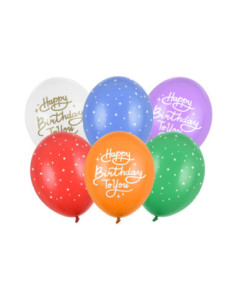 Balony 30 cm, Happy Birthday To You, mix (1 op. / 6 szt.)