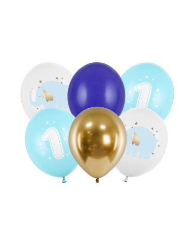 Balony 30 cm, Roczek, Pastel Light Blue (1 op. / 6 szt.)