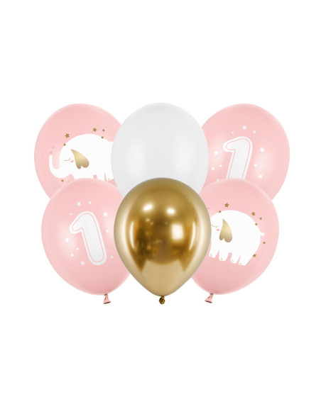 Balony 30 cm, Roczek, Baby pink (1 op. / 6 szt.)