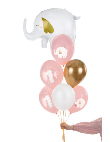 Balony 30 cm, Roczek, Baby pink (1 op. / 6 szt.)