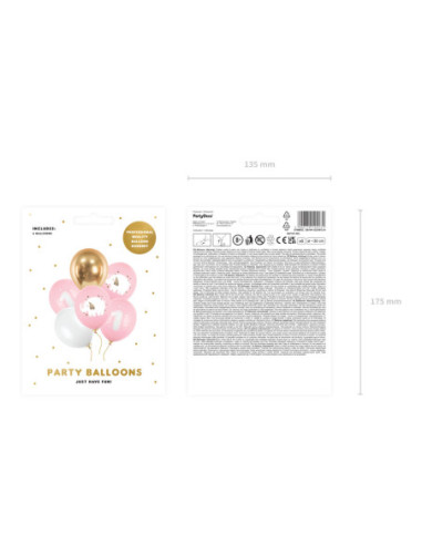 Balony 30 cm, Roczek, Baby pink (1 op. / 6 szt.)