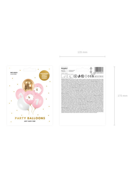 Balony 30 cm, Roczek, Baby pink (1 op. / 6 szt.)