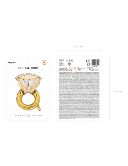 Balon foliowy Pierścionek, 60x95cm, mix