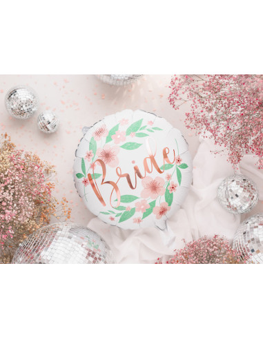 Balon foliowy Bride kwiaty 45cm, biały
