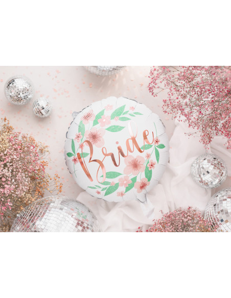Balon foliowy Bride kwiaty 45cm, biały