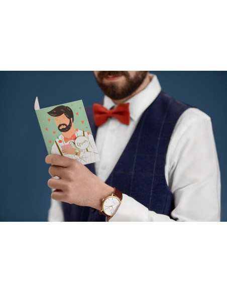 Kartka z pinem Groom, 10.5x15 cm
