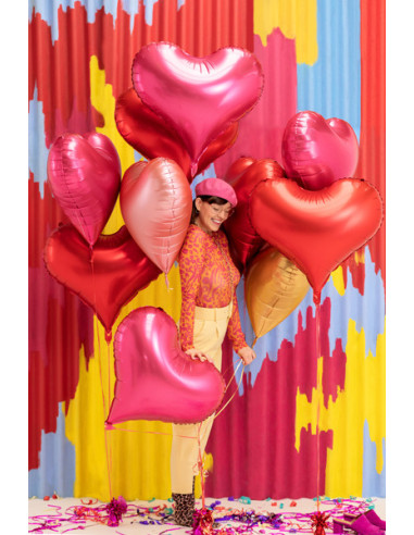 Balon foliowy Serce, 75x64,5 cm, różowe złoto