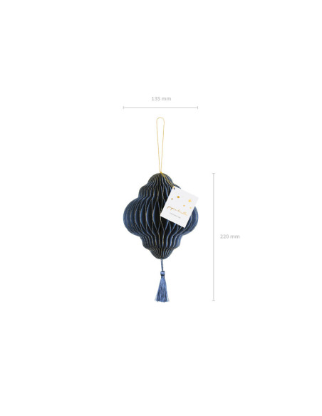 Bombka papierowa honeycomb Latarnia, granat, 13,2x15cm