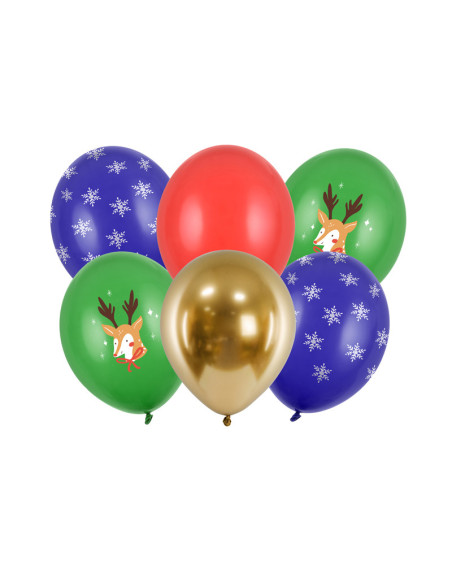 Balony 30 cm Merry Christmas, mix (1 op. / 6 szt.)