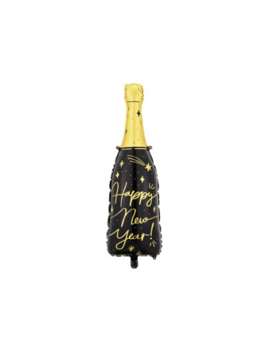 Balon foliowy Butelka Happy New Year, 39,5x98 cm, mix