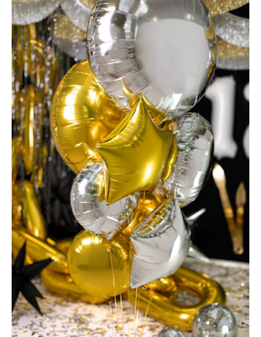 Balon foliowy okrągły Pastylka, 45 cm, srebrny