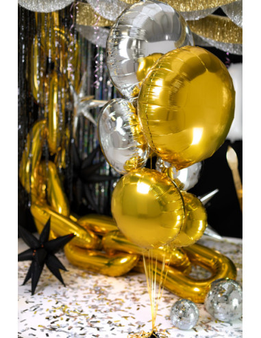Balon foliowy okrągły Pastylka, 45 cm, srebrny