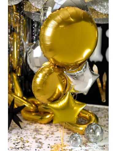 Balon foliowy okrągły Pastylka, 80 cm, złoty