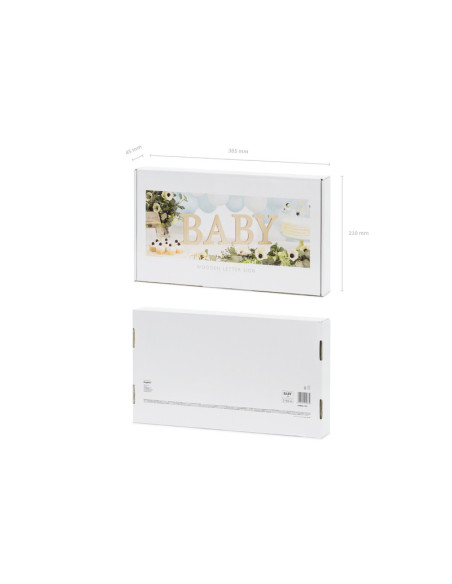 Drewniany napis BABY, 16.5-21.5x19.5 cm