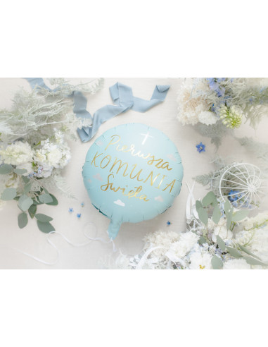 Balon foliowy Komunia Święta, 45 cm, mix