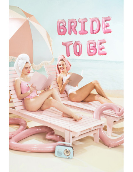 Balon foliowy Bride to be, 350x45 cm, różowy