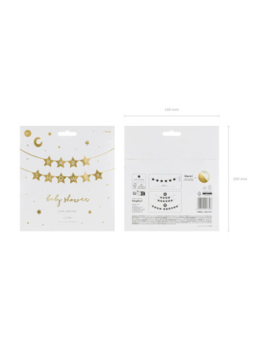 Baner Baby shower, 290x16.5 cm, złoty