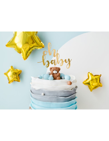 Topper na tort Oh baby, złoty, 25 cm