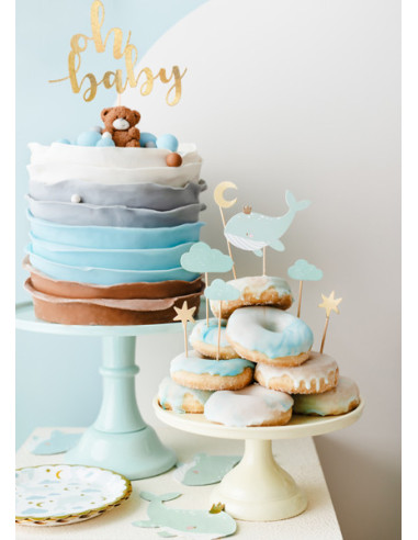 Topper na tort Oh baby, złoty, 25 cm