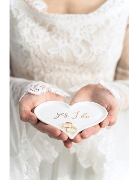 Talerzyk porcelanowy na obrączki Serce, 13.3x10.8 cm