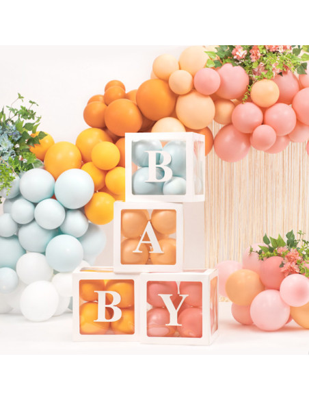 Pudełka na balony BABY, 30x30 cm, biały (1 op. / 4 szt.)